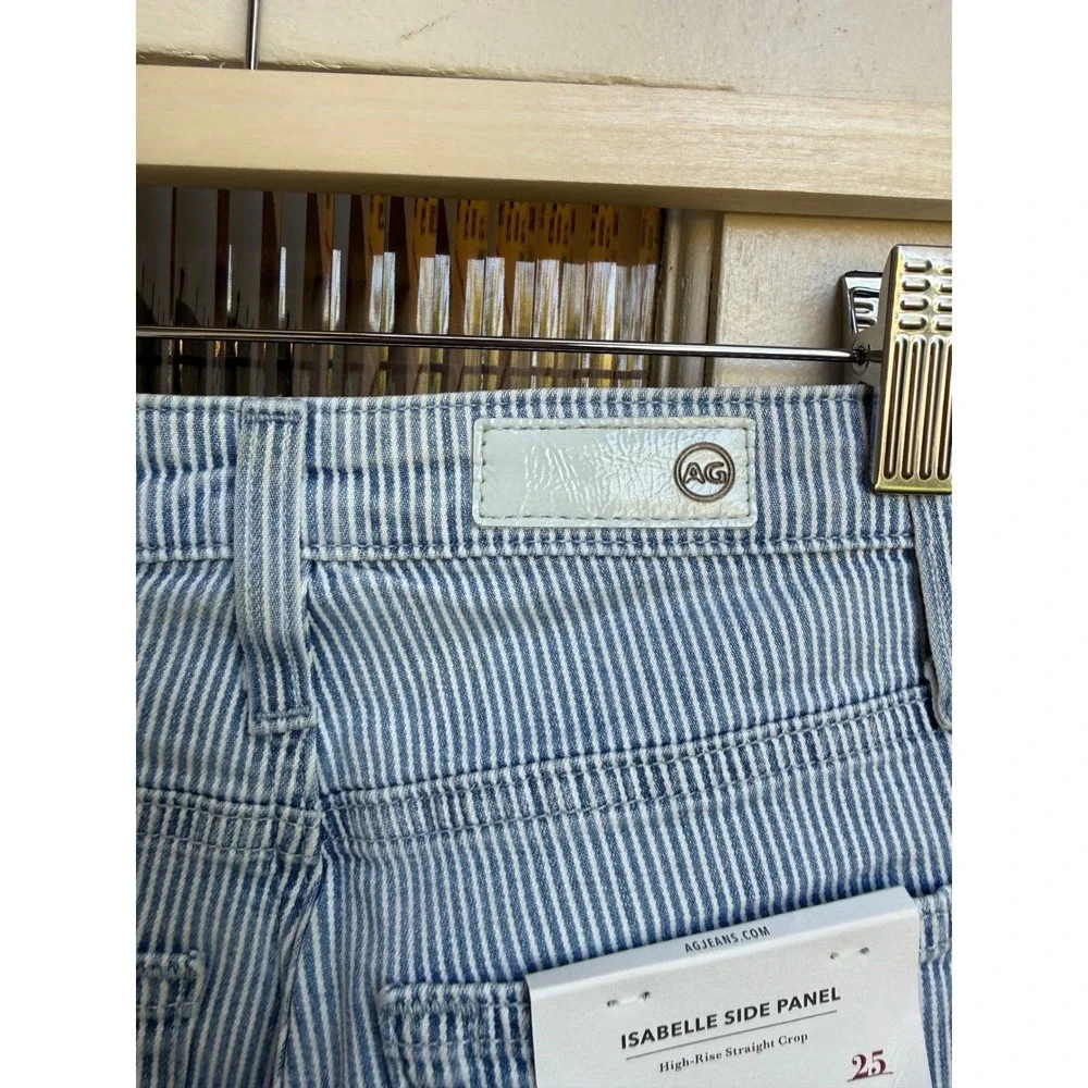 AG Adriano Goldschmied Isabelle Side Panel Striped High Rise Straight‎ Size 25